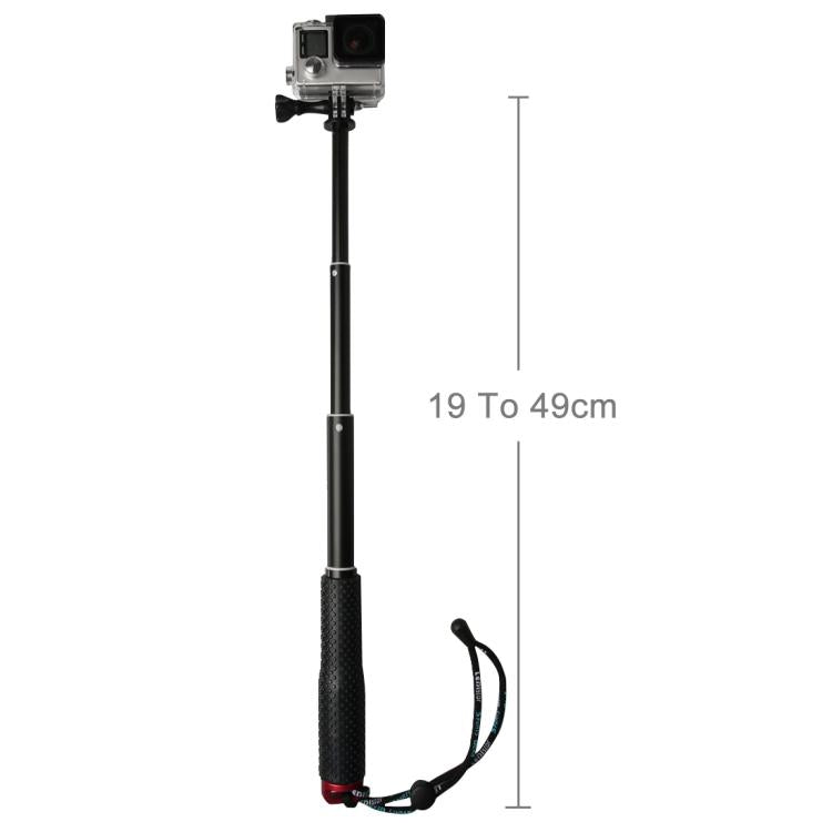 Handheld 49cm Extendable Pole Monopod with Screw for DJI, Insta360, GoPro and Other Action Cameras, Max Length: 49cm(Silver), Max Length: 49cm(Red), Max Length: 49cm(Blue), Max Length: 49cm(Gold), Max Length: 49cm(Green), Max Length: 49cm(Orange)