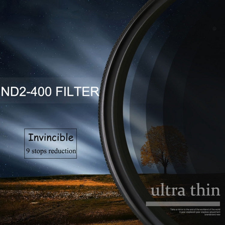 49mm ND Fader Neutral Density Adjustable Variable Filter, ND 2 to ND 400 Filter, 49mm