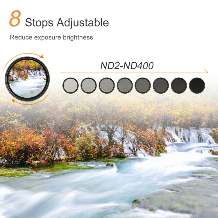 58mm ND Fader Neutral Density Adjustable Variable Filter ND 2 to ND 400 Filter, 58mm