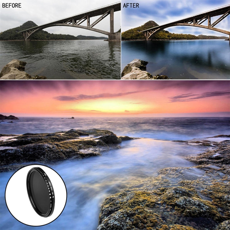 52mm ND Fader Neutral Density Adjustable Variable Filter ND 2 to ND 400 Filter, 52mm