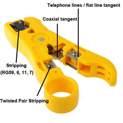 Multi-function Coaxial Cable / Network Cable / Phone Line / Flat Cable Stripper(Yellow)