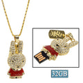 Rabbit Shaped Diamond Jewelry USB Flash Disk (32GB), Red