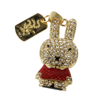 Rabbit Shaped Diamond Jewelry USB Flash Disk (32GB), Red