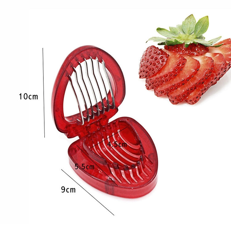 Kitchen Tool Plastic Strawberry Slicer Fruit Knife with Stainless Steel Blade(Red)