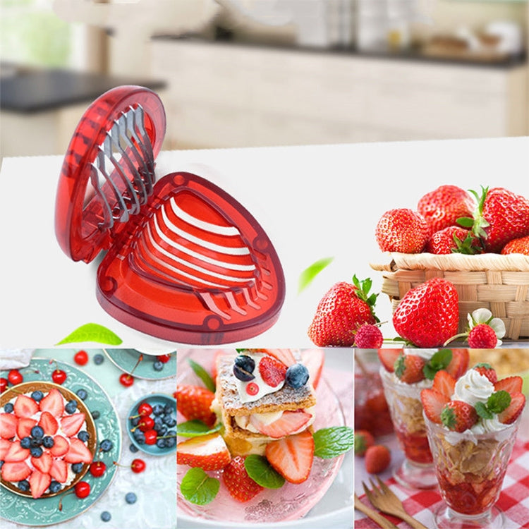 Kitchen Tool Plastic Strawberry Slicer Fruit Knife with Stainless Steel Blade(Red)