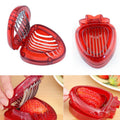 Kitchen Tool Plastic Strawberry Slicer Fruit Knife with Stainless Steel Blade(Red)