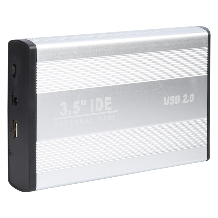 3.5 inch HDD External Case, Support IDE Hard Drive, EU Plug (Silver)