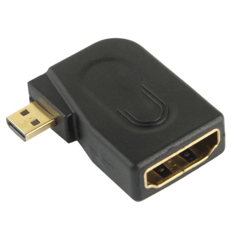 Gold Plated Micro HDMI Male to HDMI 19 Pin Female Adaptor with 90 Degree Angle