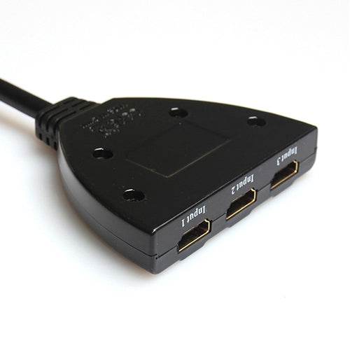 3x1 Pigtail HDMI Switcher Up to 1080P (Gold Plated)(Black)