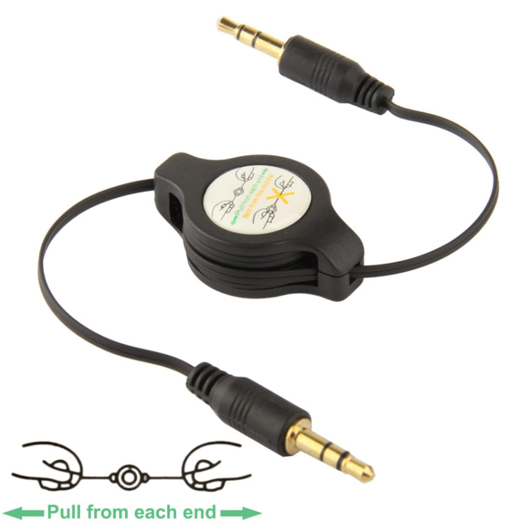 Aux Audio Cable 3.5mm Male to Male Retractable Cord, Compatible with Phones, Tablets, Headphones, MP3 Player, Car/Home Stereo & More, Length: 11cm  to 80cm(Black)