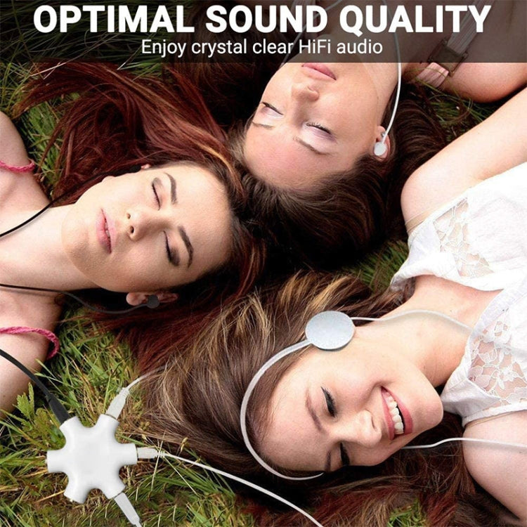 6 Ports Audio Splitter Headphone Connector with 3.5mm Audio Cable, Compatible with Phones, Tablets, Headphones, MP3 Player, Car/Home Stereo & More(White)