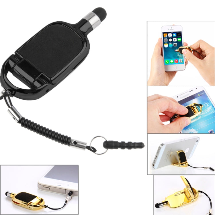 5 in 1 Multi-functional High-Sensitive Capacitive Stylus Pen / Touch Pen with Mobile Phone Holder(Black)