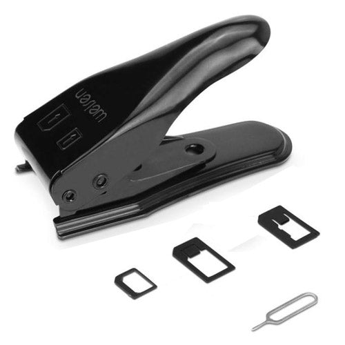 Dual Nano SIM Cutter with Adapters & Eject Pin Tool for iPhone/Samsung/Huawei/Xiaomi (Black)