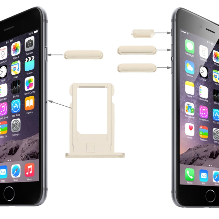 Card Tray & Volume Control Key & Screen Lock Key & Mute Switch Vibrator Key  Kit for iPhone 6