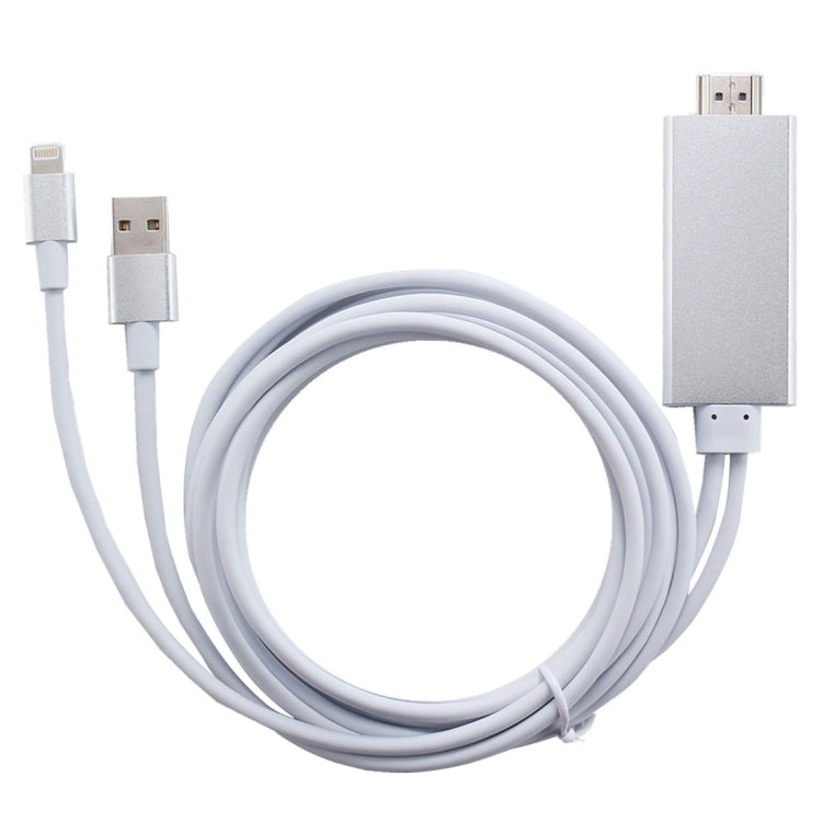 8 Pin to HDMI HDTV Adapter Cable with USB Charger Cable(Silver)