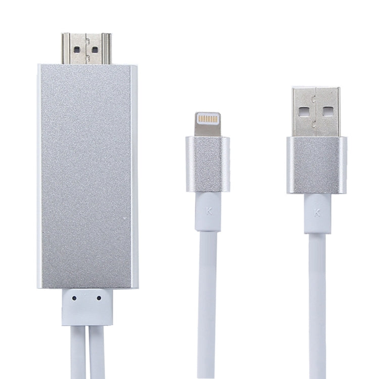 8 Pin to HDMI HDTV Adapter Cable with USB Charger Cable(Silver)