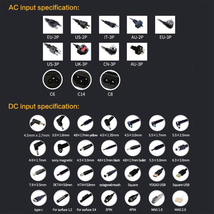 AC 19.5V 3.33A Power Adapter for HP Laptop, Output Tips: 4.5mm x 2.7mm, 3.33A