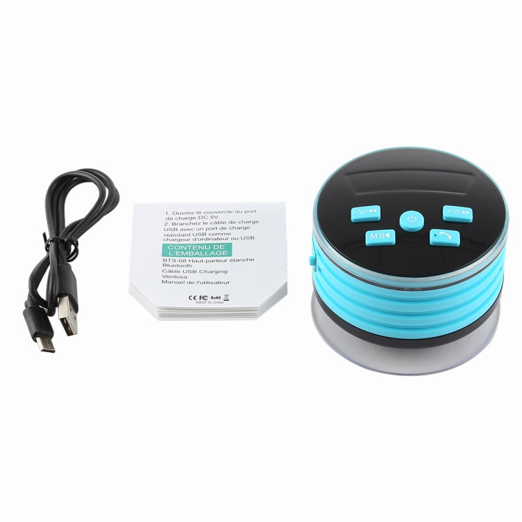 F08 Portable Speaker IPX7 Waterproof Support FM Radio High-fidelity Sound Box Bluetooth Speaker with Suction Cup & LED Light(Blue)