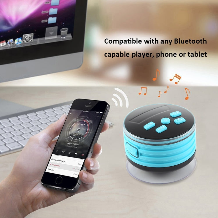 F08 Portable Speaker IPX7 Waterproof Support FM Radio High-fidelity Sound Box Bluetooth Speaker with Suction Cup & LED Light(Blue)