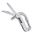 Heavy Duty D Shape Carabiner Clip-On Clamp Key Chain Hook with Dual Knife & LED Torch, D Shape + Knife