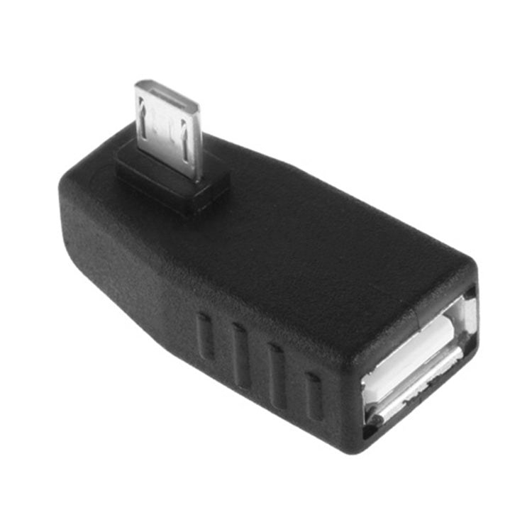 Micro USB Male to USB 2.0 AF Adapter with 90 Degree Angle, Support OTG Function(Black)