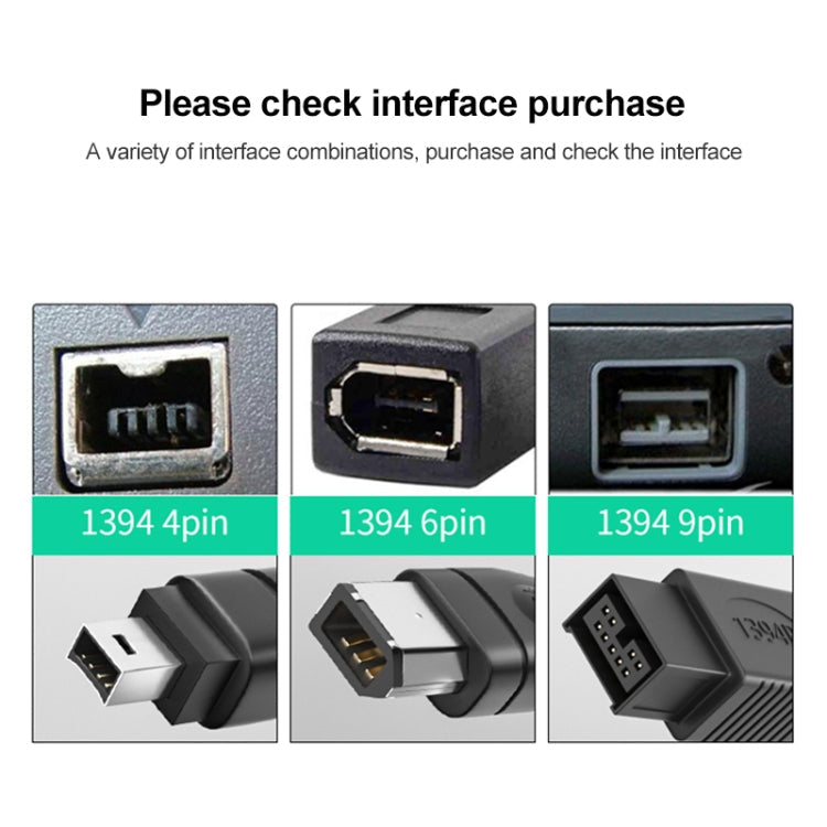 Firewire 800 IEEE1394B 9 Pin to 9 Pin Male Cable, Length: 1.8m(Black)