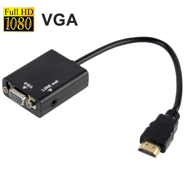 26cm HDMI to VGA  Audio Output Video Conversion Cable with 3.5mm Audio Cable, Support Full HD 1080P(Black)