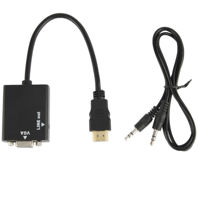 26cm HDMI to VGA  Audio Output Video Conversion Cable with 3.5mm Audio Cable, Support Full HD 1080P(Black)