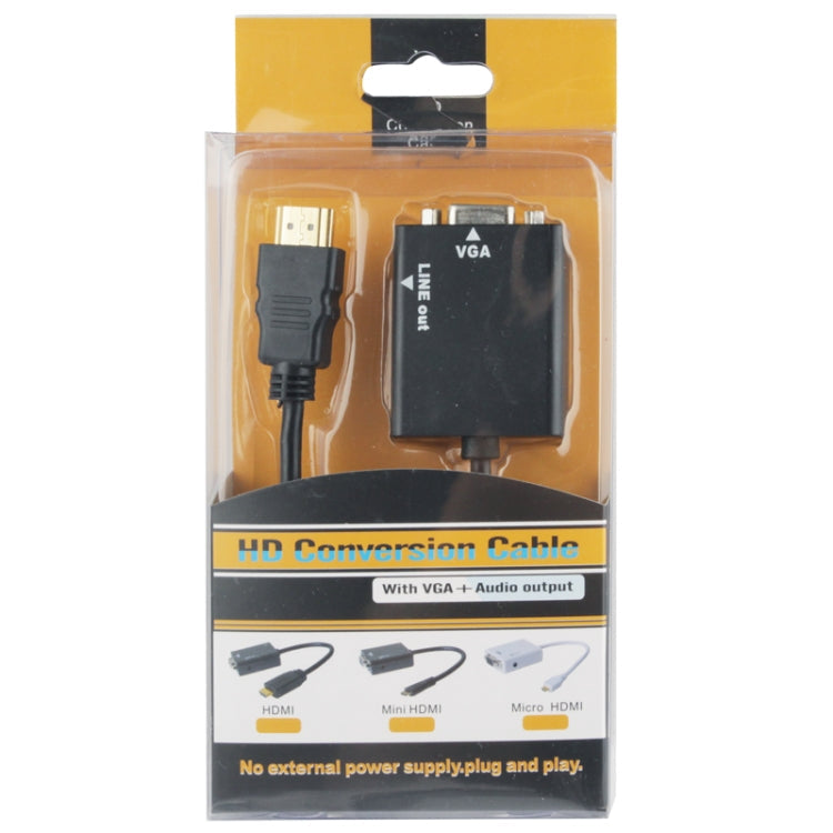 26cm HDMI to VGA  Audio Output Video Conversion Cable with 3.5mm Audio Cable, Support Full HD 1080P(Black)