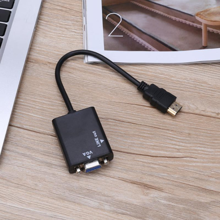 26cm HDMI to VGA  Audio Output Video Conversion Cable with 3.5mm Audio Cable, Support Full HD 1080P(Black)
