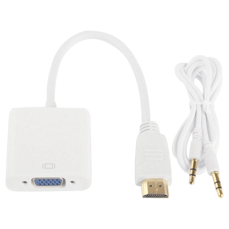 24cm Full HD 1080P HDMI to VGA  Audio Output Cable for Computer / DVD / Digital Set-top Box / Laptop / Mobile Phone / Media Player(White)
