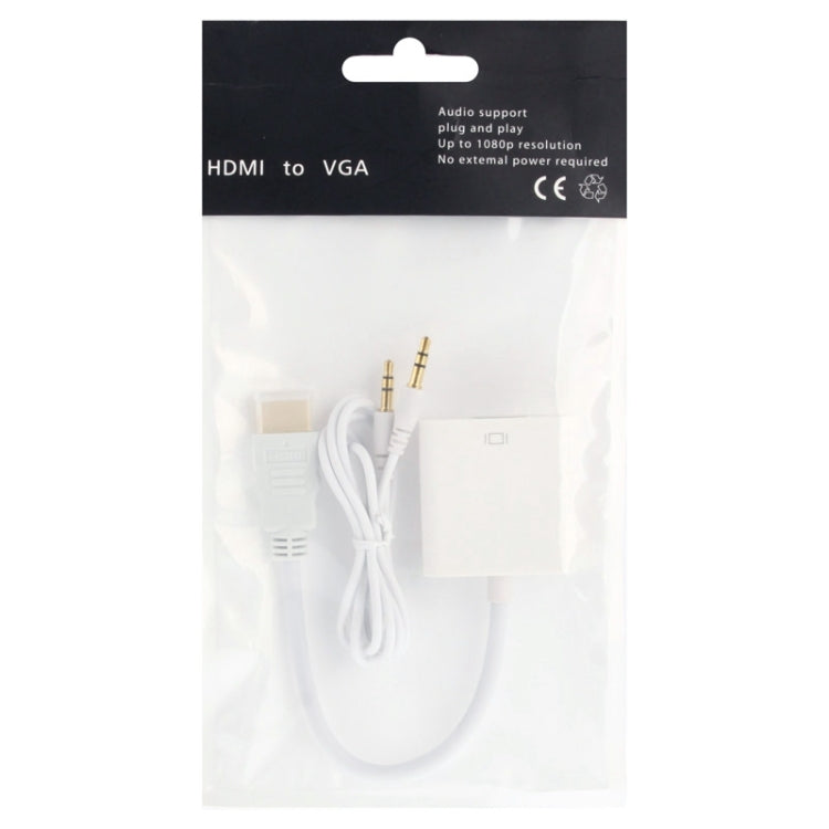 24cm Full HD 1080P HDMI to VGA  Audio Output Cable for Computer / DVD / Digital Set-top Box / Laptop / Mobile Phone / Media Player(White)
