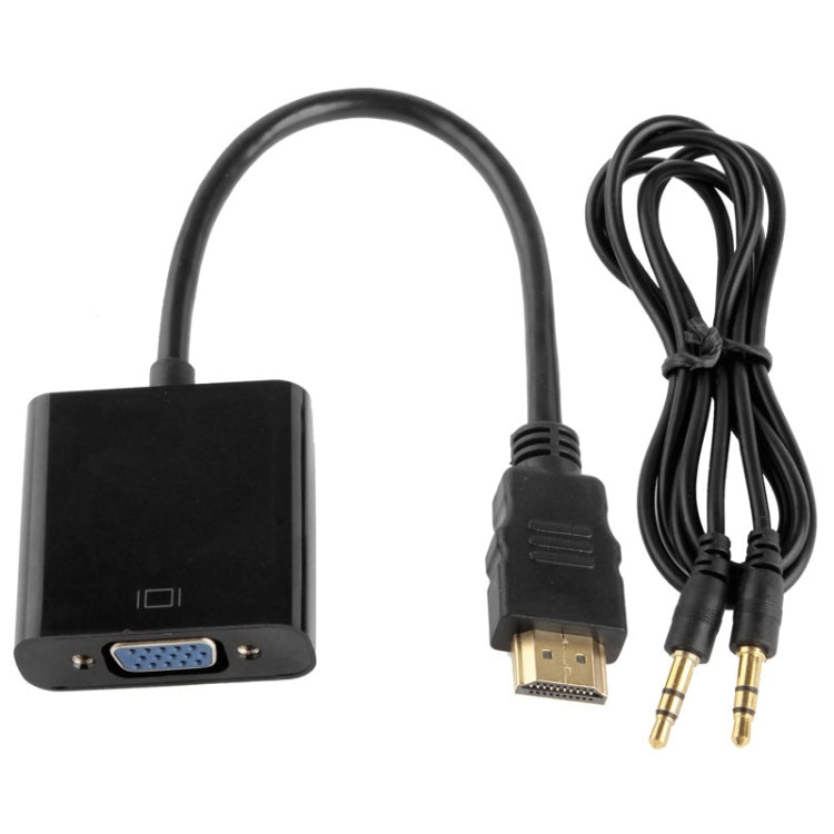24cm Full HD 1080P HDMI to VGA  Audio Output Cable for Computer / DVD / Digital Set-top Box / Laptop / Mobile Phone / Media Player(Black)
