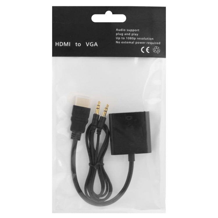 24cm Full HD 1080P HDMI to VGA  Audio Output Cable for Computer / DVD / Digital Set-top Box / Laptop / Mobile Phone / Media Player(Black)