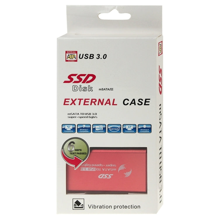 6gb/s mSATA Solid State Disk SSD to USB 3.0 Hard Disk Case(Red)
