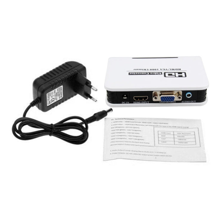 1080P HDMI to VGA adapter Digital to Analog Video Audio Converter Cable for Xbox 360 PS3 PS4 PC Laptop TV Box Projector(White)