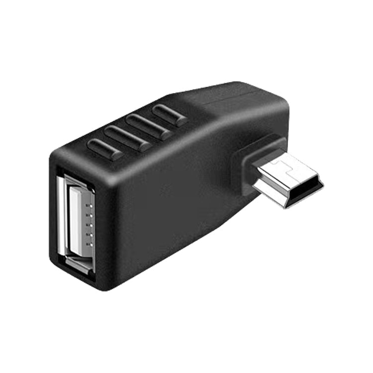 Mini USB Male to USB 2.0 AF Adapter with 90 Degree Left Angled, Support OTG Function(Black)