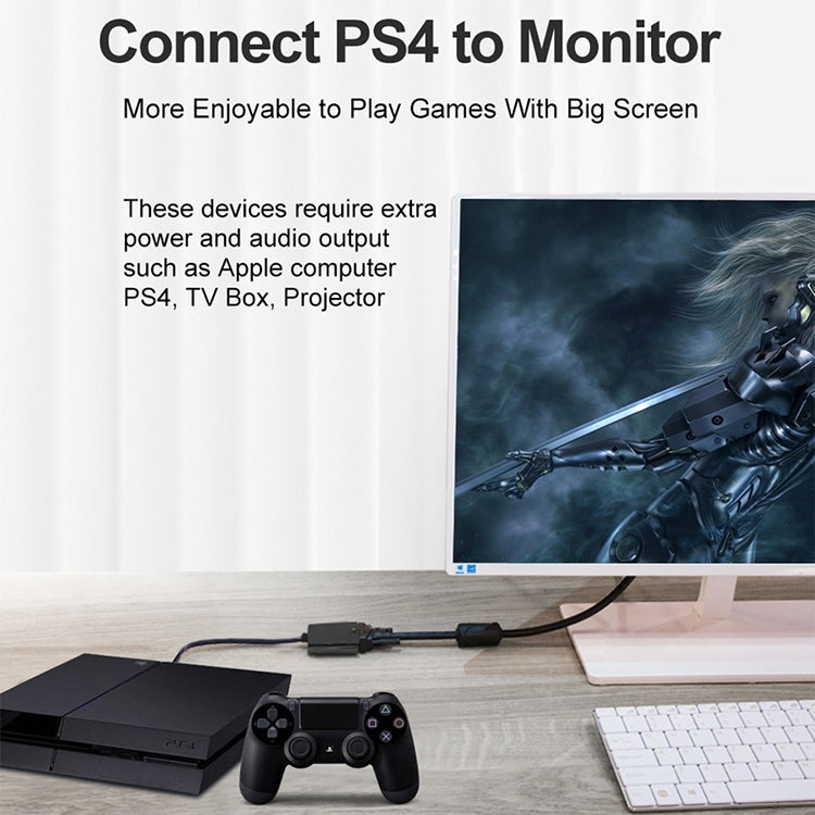 22cm Full HD 1080P Mini HDMI Male to VGA Female Video Adapter Cable with Audio Cable(Black)