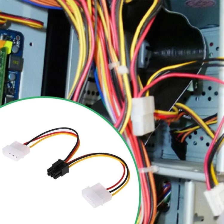 6 Pin Male to 2 x 4 Pin Female Power Cable, Length: 17.5cm