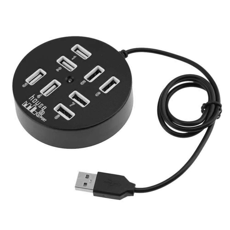 High Speed 8 Ports USB 2.0 Portable Round Hub, Length: 60cmRound Circular 8 Ports USB 2.0 Hub Multi-port Splitter Expansion Adapter for Laptop Notebook PC, Support 1TB Mobile HDD(Black)