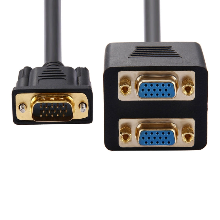 30cm VGA Male to 2 VGA Female Splitter Cable(Black)
