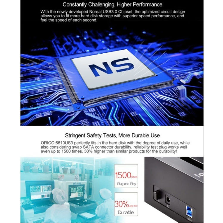 ORICO 6619US3 5Gbps Super Speed USB 3.0 to SATA Hard Drive Docking Station for 2.5 inch / 3.5 inch Hard Drive, 6619US3