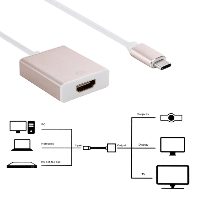 10cm USB-C / Type-C 3.1 to HDMI Adapter Cable, For Galaxy S8 & S8  / LG G6 / Huawei P10 & P10 Plus / Xiaomi Mi6 & Max 2 and other Smartphones(Gold)