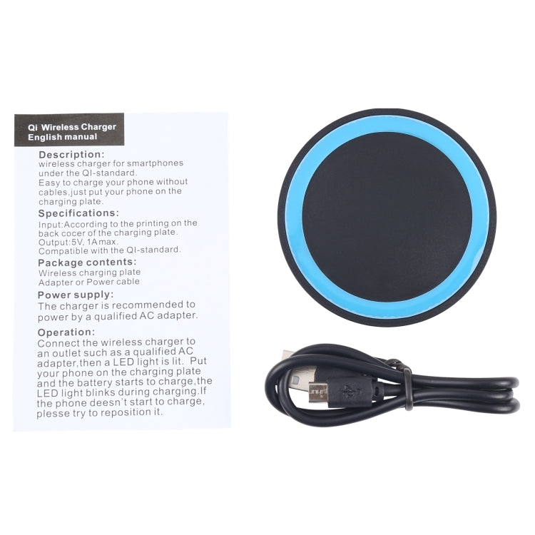 Universal Standard Round Wireless Charging Pad (Black + Blue)