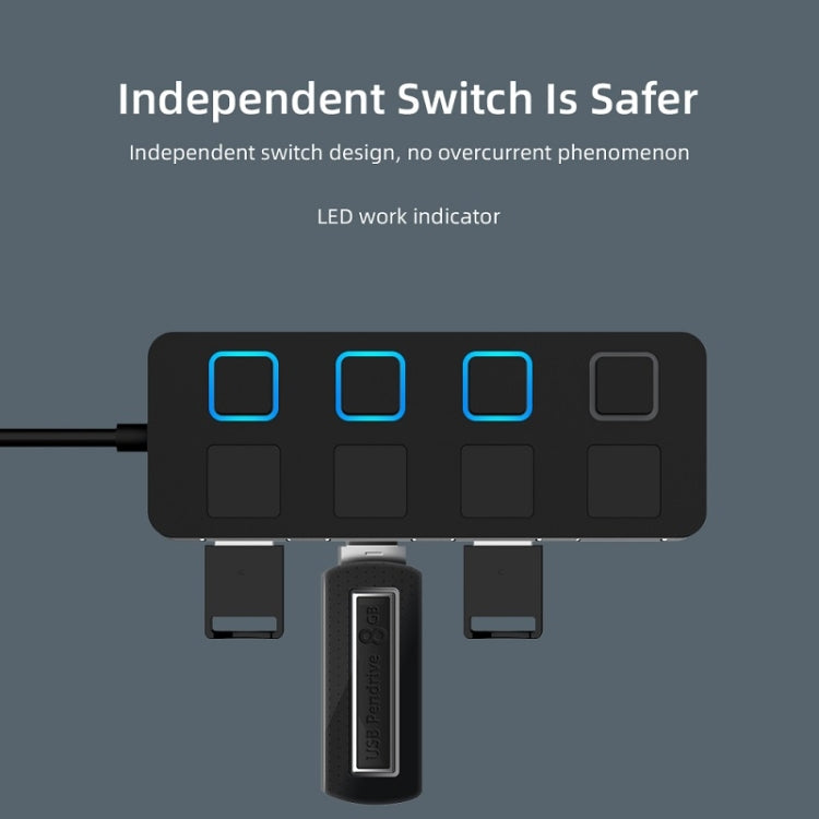 4 Ports USB 2.0 HUB with 4 Switch(White)