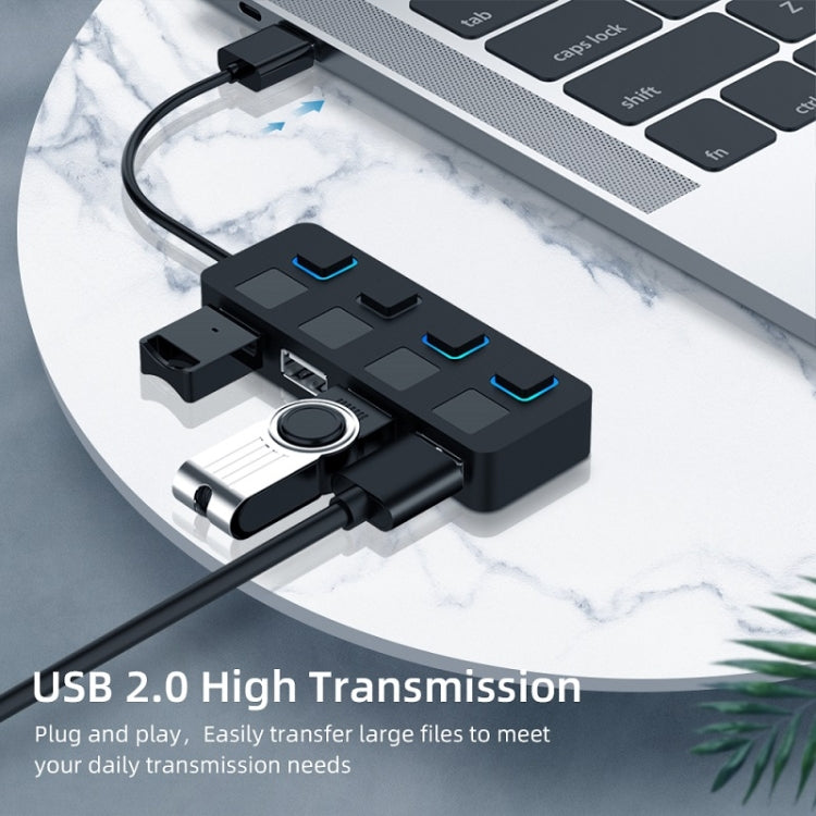 4 Ports USB 2.0 HUB with 4 Switch(White)