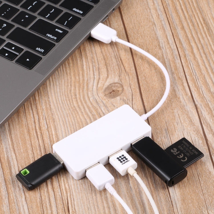 4 Ports USB 2.0 HUB, Plug and Play, White(White)