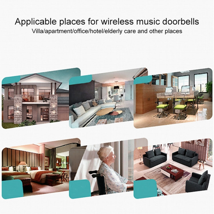 VOYE V006B2 Wireless Remote Control Chime Door Bell with Double-Receiver(White)