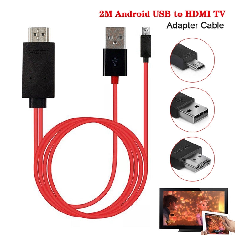 2m Full HD 1080P Micro USB MHL  USB Connector to HDMI Adapter HDTV Adapter Converter Cable