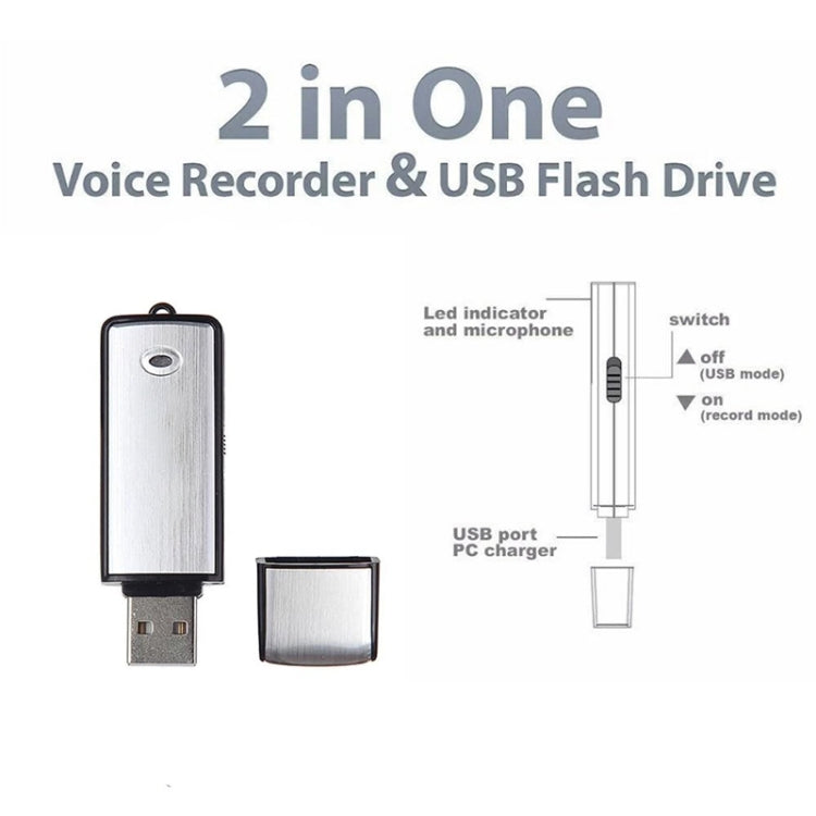 USB Voice Recorder + 8GB USB Flash Disk(Black)